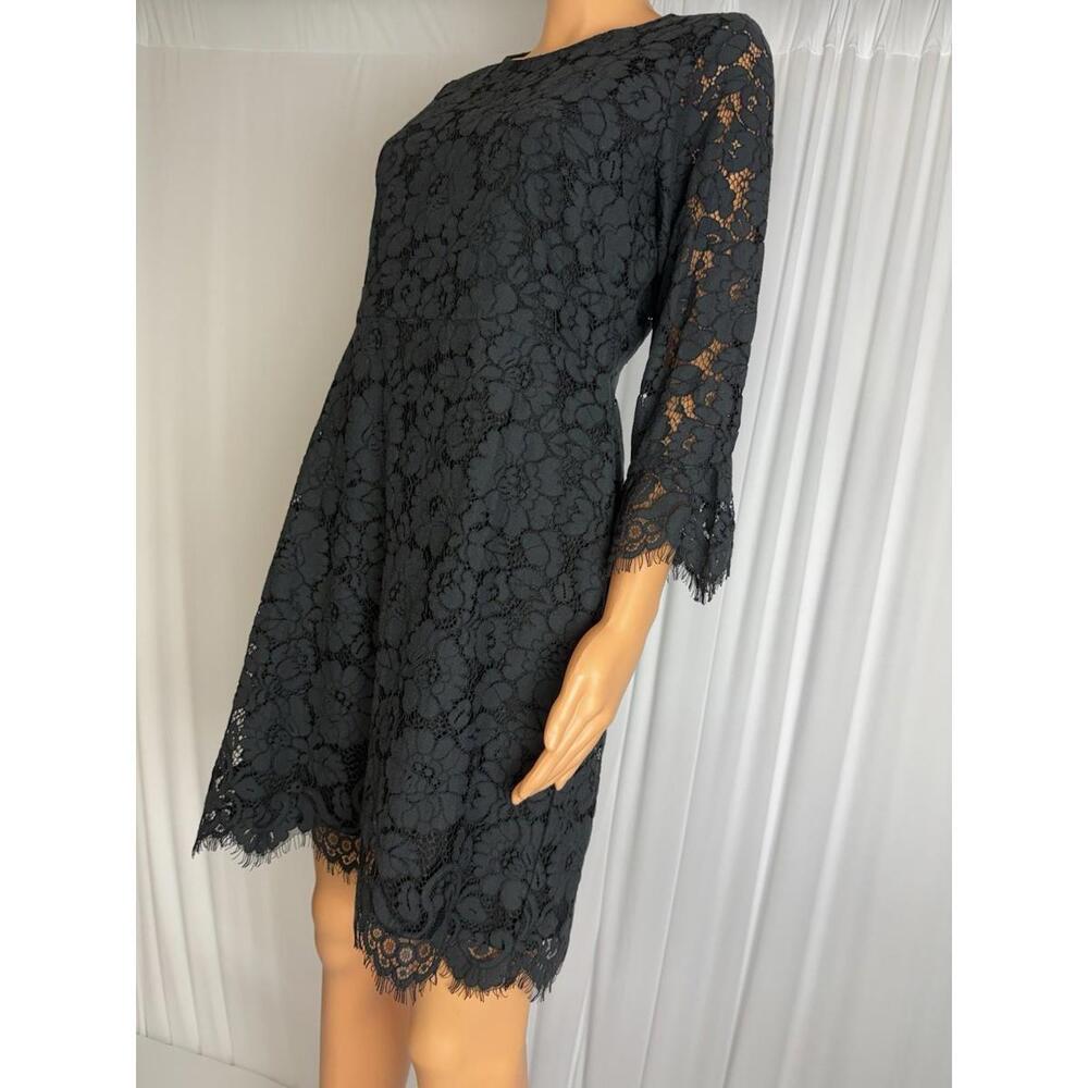 Ann Taylor Black Lace Floral Dress 3/4 Sleeve Black Size 6 MRSP $179